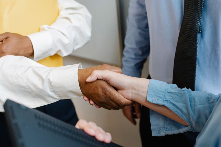 Two professionals shaking hands